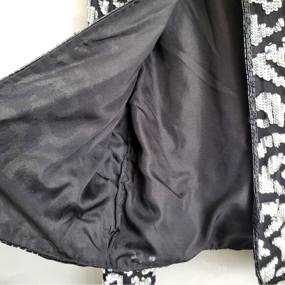 Black Silver Multicolor Sequin Jacket Long Sleeve Short OS No Size - Picture 5 of 7